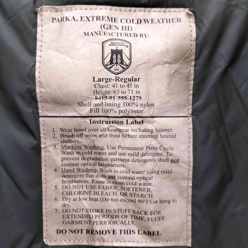 ユーエスアーミー U.S. ARMY U.S.TYPE B.A.F社製 ECWCS GEN3 Level 7 PRIMALOFT JACKET プリマロフト メンズ Large Regular