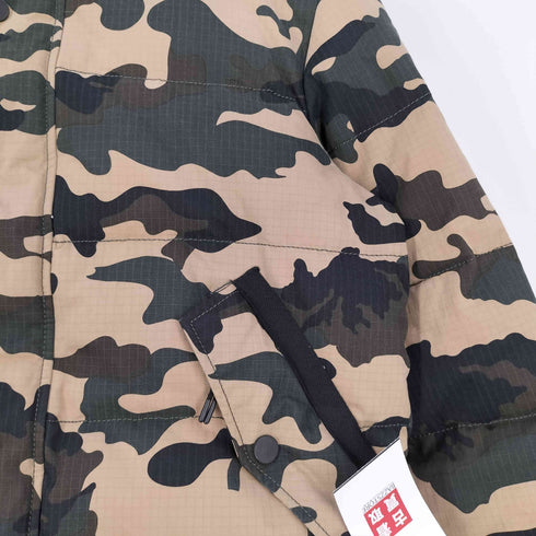 ザラ ZARA SRPLS CM PFF JKT/01 サープラス カモ柄 リップストップ フーデッド ダウンジャケット メンズ import:S