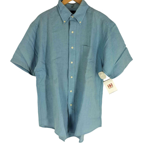ブルックスブラザーズ BROOKS BROTHERS IRISH LINEN 半袖 リネンシャツ ボタンダウン メンズ import:M