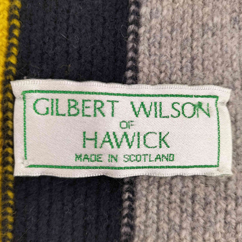 GILBERT WILSON MADE IN SCOTLAND ラインデザインフリンジマフラー メンズ