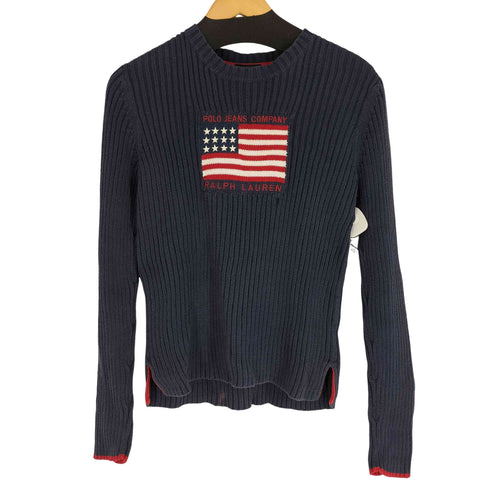 ポロジーンズカンパニーラルフローレン POLO JEANS COMPANY RALPH LAUREN 星条旗 コットンニット レディース import:L