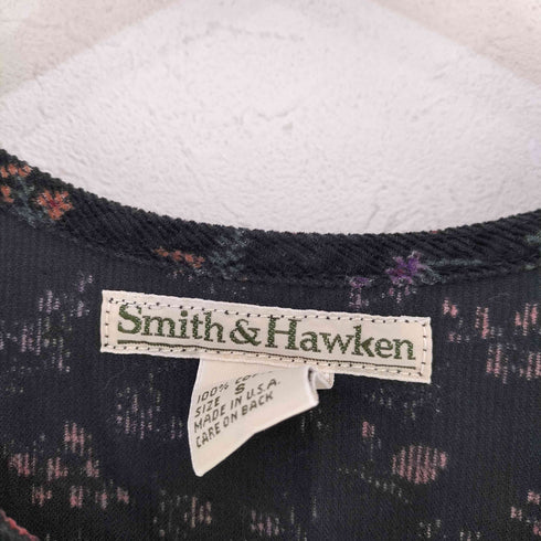 Smith&Hawken MADE IN USA ボタニカル柄 細畝コーディロイノースリーブワンピース レディース import:S