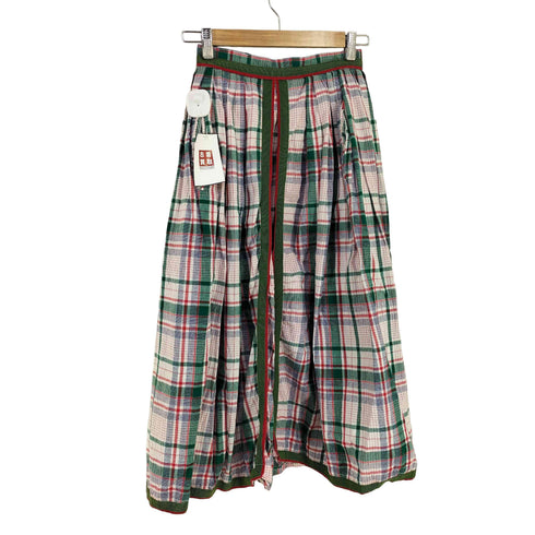 EDITH MOSER MADE IN AUSTRIA コットンリネン チェックギャザーチロルスカート レディース EUR:38