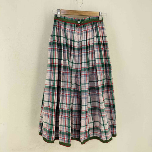 EDITH MOSER MADE IN AUSTRIA コットンリネン チェックギャザーチロルスカート レディース EUR:38