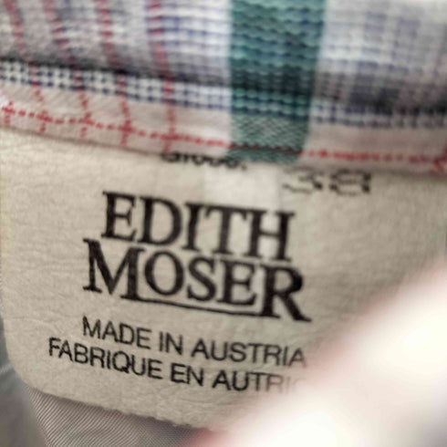 EDITH MOSER MADE IN AUSTRIA コットンリネン チェックギャザーチロルスカート レディース EUR:38
