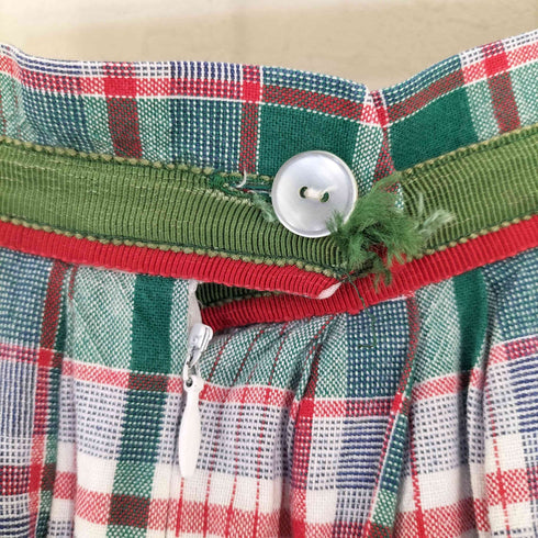 EDITH MOSER MADE IN AUSTRIA コットンリネン チェックギャザーチロルスカート レディース EUR:38