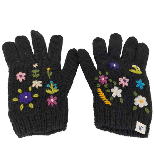 ビームスボーイ BEAMS BOY ハンドメイド 手編 花刺繍 グローブ レディース ONE SIZE