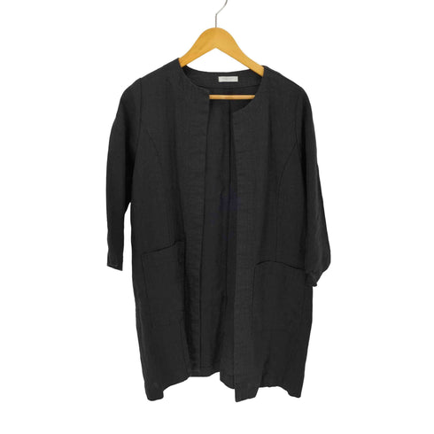フォグリネンワーク fog linen work リネン混 ボタンレス ノーカラーコート レディース FREE