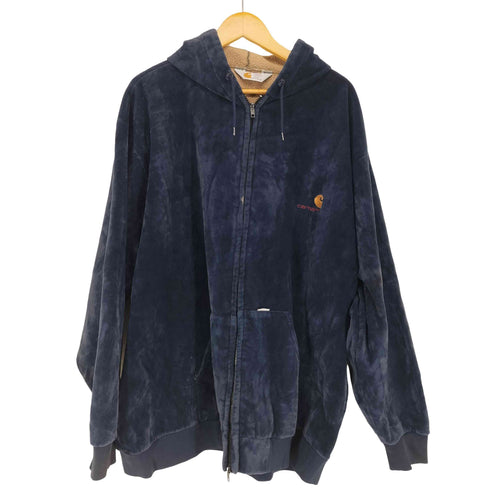 カーハート Carhartt 三角タグ TALONジップ ロゴ刺繍ベロアプルオーバーパーカー メンズ