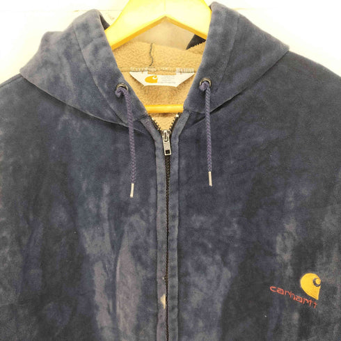 カーハート Carhartt 三角タグ TALONジップ ロゴ刺繍ベロアプルオーバーパーカー メンズ