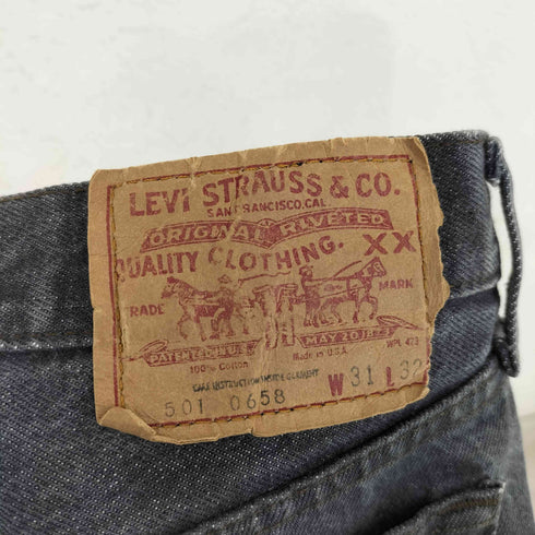 リーバイス Levis USA製 ボタン裏525刻印 501 0658 先染め ブラックデニム メンズ 31inch