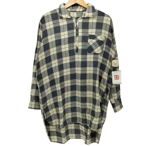 VINTAGE ハーフジップ L/S ロング チェックシャツ メンズ