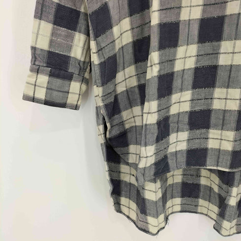 VINTAGE ハーフジップ L/S ロング チェックシャツ メンズ