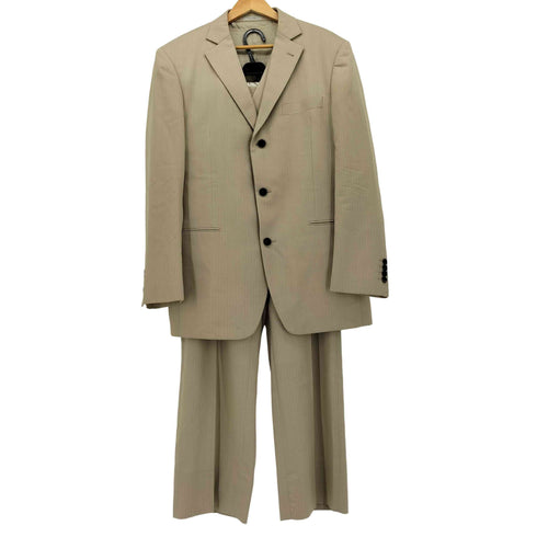 メンズティノラス MENS TENORAS ストライプ ウール 3B テーラード ジャケット ベルト付き 切替 ベスト ツータック スラックス パンツ 3ピース セットアップ メンズ LL
