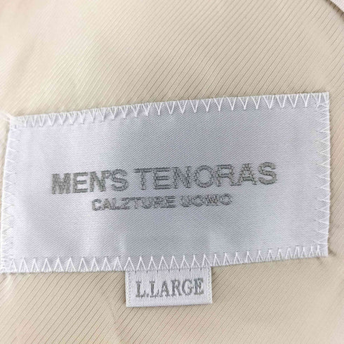 メンズティノラス MENS TENORAS ストライプ ウール 3B テーラード ジャケット ベルト付き 切替 ベスト ツータック スラックス パンツ 3ピース セットアップ メンズ LL