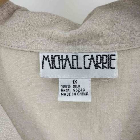 MICHAEL CARRIE 絣り カスリ 開襟 オープンカラー シルク シャツ ユニセックス レディース 1X
