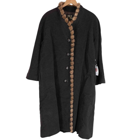 COAT OF BECHINA ファー装飾ウールロングコート トリミング―ミンク レディース import:M
