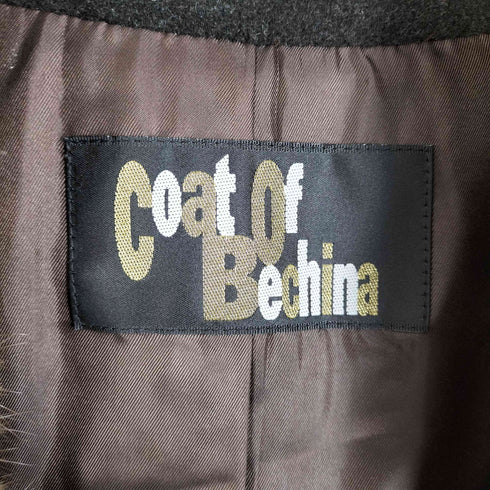 COAT OF BECHINA ファー装飾ウールロングコート トリミング―ミンク レディース import:M
