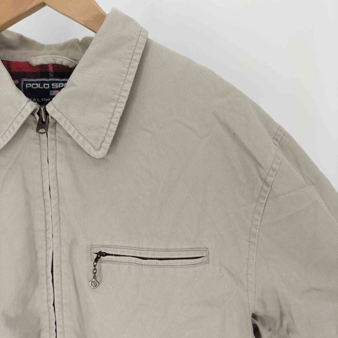 ポロスポーツラルフローレン POLO SPORT RALPH LAUREN 90S NEWSBOY JACKET 裏地タータンネルチェック サイドアジャスターベルト 中綿 スポーツジャケット スウィングトップ コットンピケ メンズ import:L
