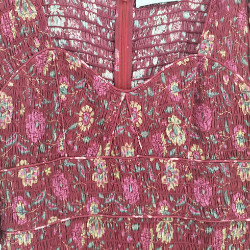 シーニューヨーク sea new york Magenta Famke Print Long Sleeve Heartneck Dress レディース