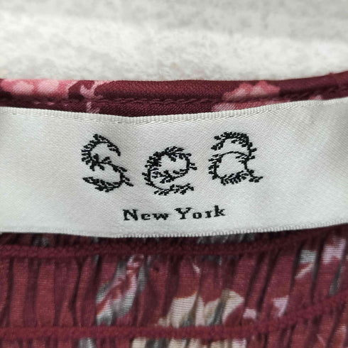 シーニューヨーク sea new york Magenta Famke Print Long Sleeve Heartneck Dress レディース