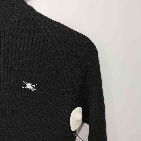 バーバリーゴルフ BURBERRY GOLF ワンポイント刺繍 タートルネック サイドボタン ノバチェック ウールリブニット レディース JPN:L