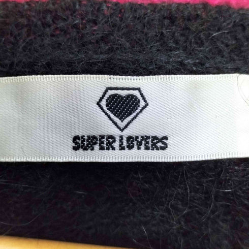 SUPER LOVERS ボーダー ドクロワッペン モヘアナイロン ニットカーディガン レディース FREE