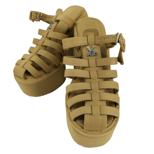 イエロー YELLO SLEEK CHUNKY HEEL SANDALS レディース JPN:S