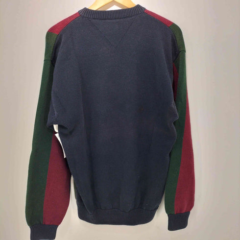トミーヒルフィガー TOMMY HILFIGER 90S ワンポイント刺繍 マルチカラー クルーネック L/Sニット メンズ L/G