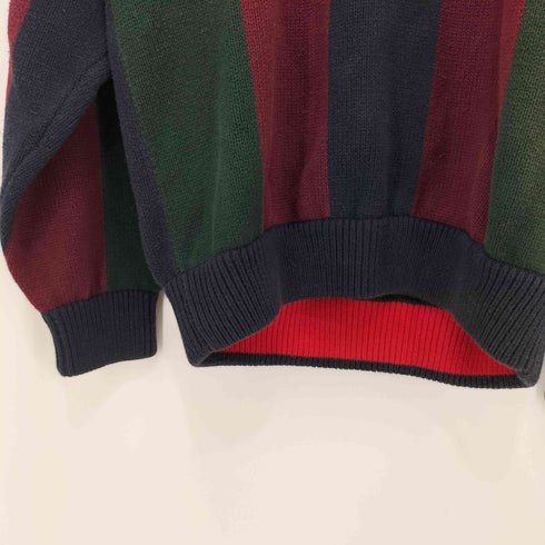トミーヒルフィガー TOMMY HILFIGER 90S ワンポイント刺繍 マルチカラー クルーネック L/Sニット メンズ L/G