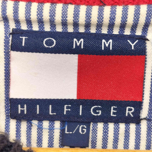 トミーヒルフィガー TOMMY HILFIGER 90S ワンポイント刺繍 マルチカラー クルーネック L/Sニット メンズ L/G
