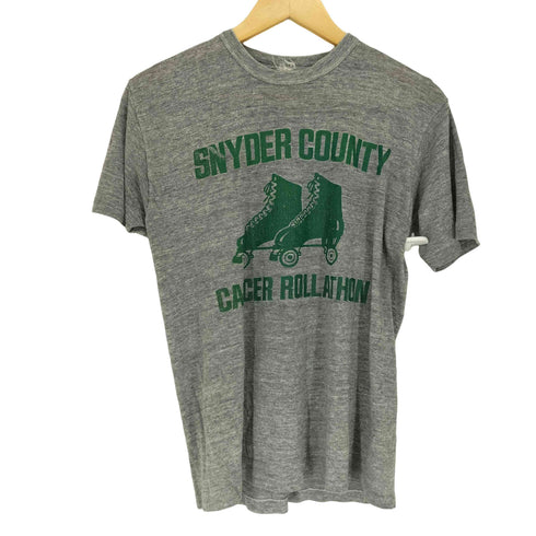 ~90s シングルステッチ SNYDER COUNTY CANCER ROLLATHON フロントラバープリントS/S TEE メンズ