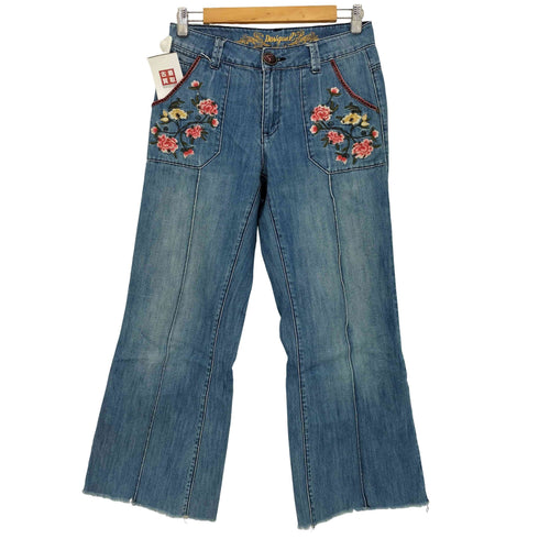 デシグアル Desigual 花柄刺繍 ストレッチ フレアデニム レディース 28