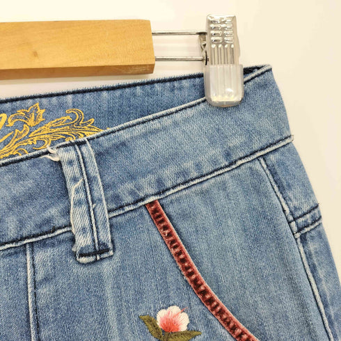 デシグアル Desigual 花柄刺繍 ストレッチ フレアデニム レディース 28