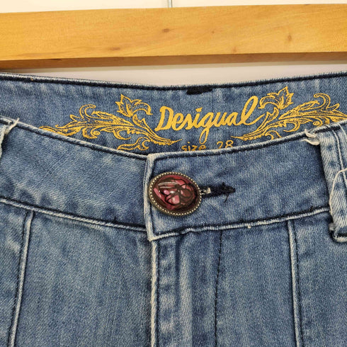 デシグアル Desigual 花柄刺繍 ストレッチ フレアデニム レディース 28