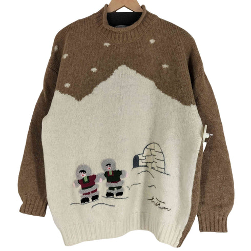 ユナイテッドカラーズオブベネトン UNITED COLORS OF BENETTON 刺繍モックネックウールニット メンズ