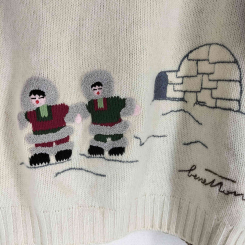 ユナイテッドカラーズオブベネトン UNITED COLORS OF BENETTON 刺繍モックネックウールニット メンズ