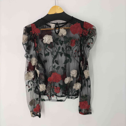 シーイン SHEIN 花刺繍 シースルー L/S トップス レディース