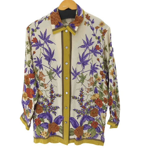 花プリント L/S シャツ レディース