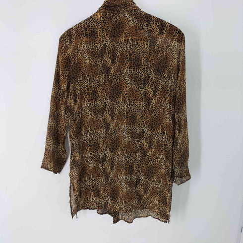 L/S ボウタイデザインレオパード柄ブラウス レディース