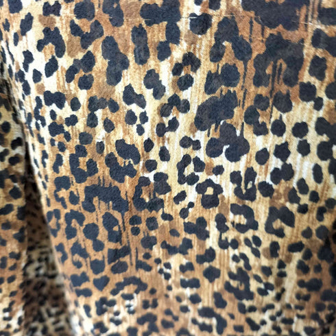 L/S ボウタイデザインレオパード柄ブラウス レディース
