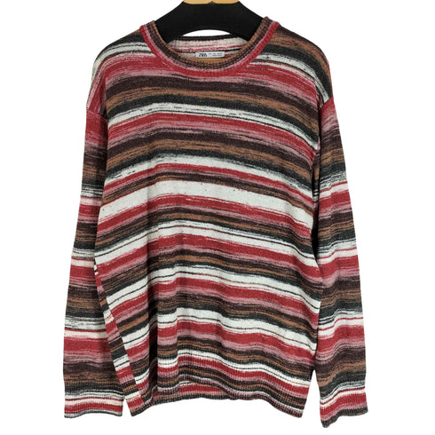 ザラ ZARA マルチカラーボーダーニット メンズ import:L