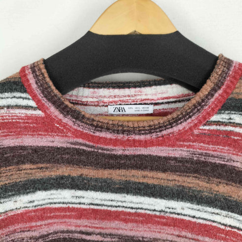 ザラ ZARA マルチカラーボーダーニット メンズ import:L
