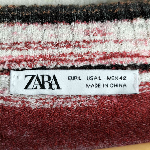 ザラ ZARA マルチカラーボーダーニット メンズ import:L
