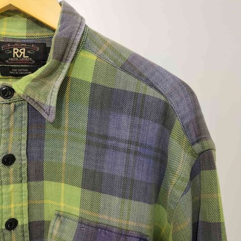 ダブルアールエルラルフローレン RRL RALPH LAUREN 90S 三ツ星タグ L/S コットンチェックネルシャツ メンズ import:L