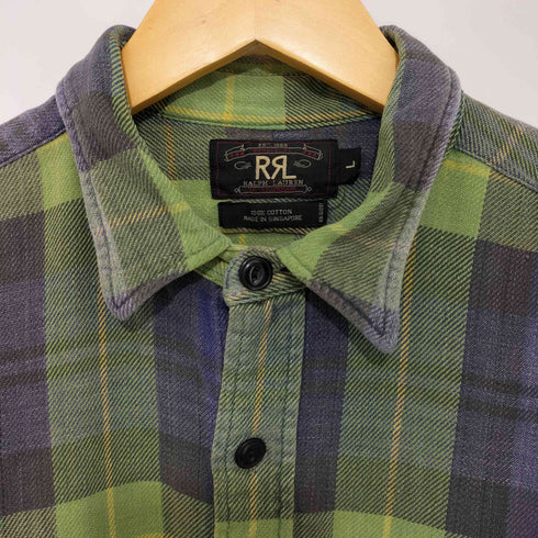 ダブルアールエルラルフローレン RRL RALPH LAUREN 90S 三ツ星タグ L/S コットンチェックネルシャツ メンズ import:L