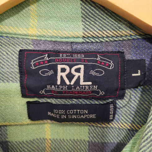 ダブルアールエルラルフローレン RRL RALPH LAUREN 90S 三ツ星タグ L/S コットンチェックネルシャツ メンズ import:L