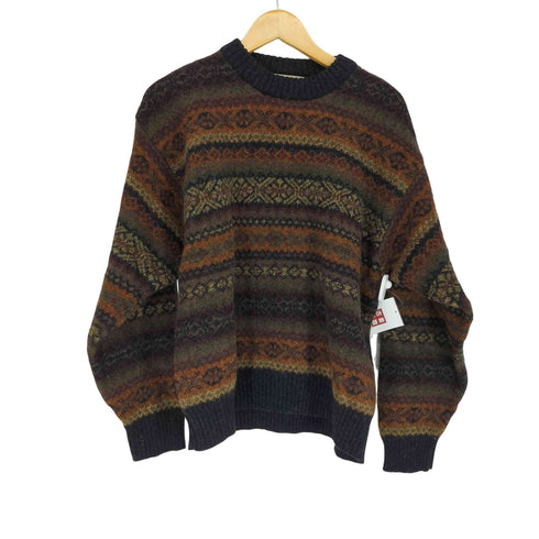 エディーバウアー Eddie Bauer 香港製 総柄 ウールニットセーター メンズ import:XL