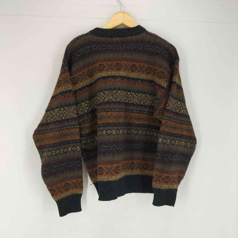 エディーバウアー Eddie Bauer 香港製 総柄 ウールニットセーター メンズ import:XL