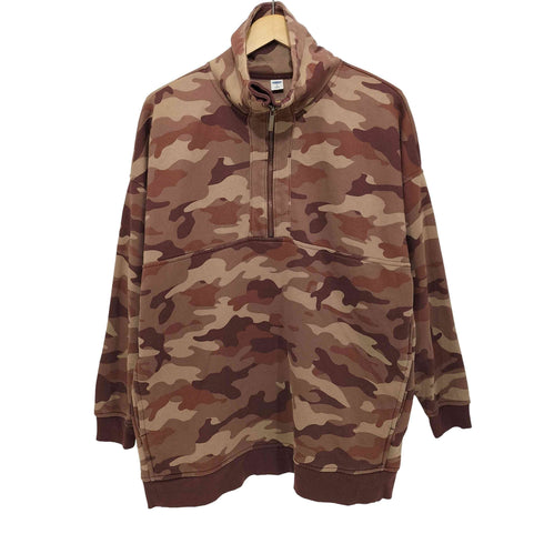 オールドネイビー OLD NAVY カモ柄 ハーフジップ ハイネックスウェット メンズ M